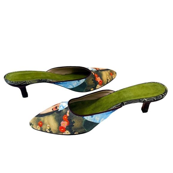 Rare Suzhou Cobblers “In The Mood” Green Wool Felt Handmade Kitten Heel - Picture 5 of 12